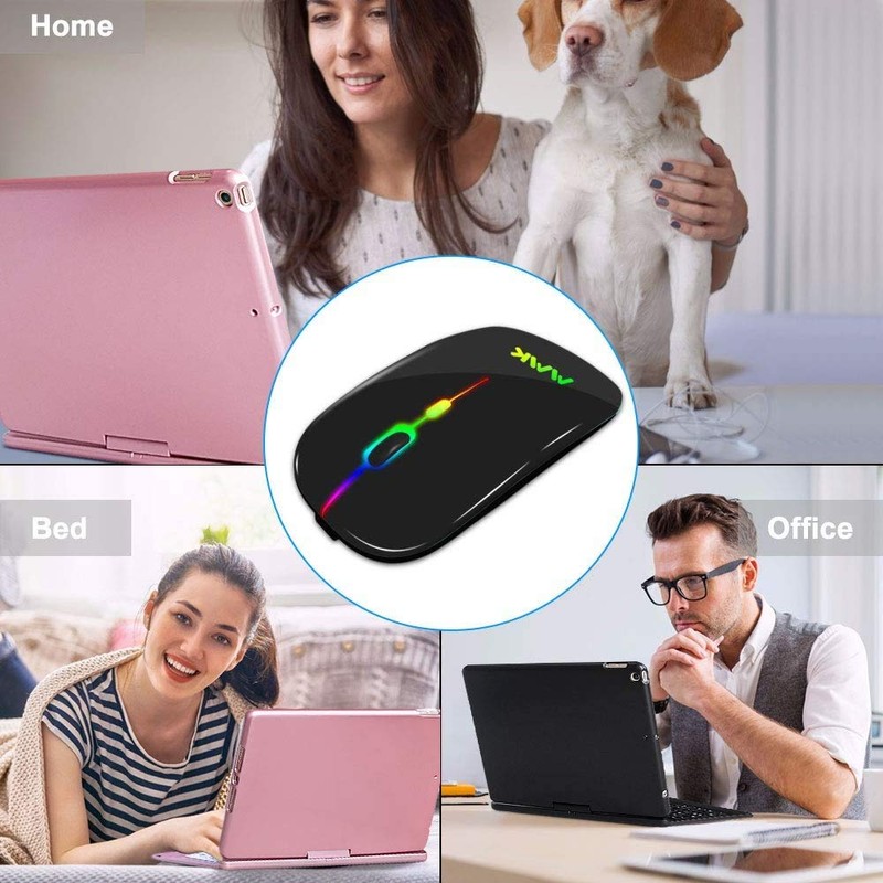 Wireless Bluetooth Mouse Slim Mouse USB Portable 2.4G LED Mouse
