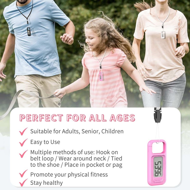 Simple Walking 3D Pedometer, Portable Carabiner Step Counter, Steps Tracker