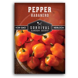 1 Pack Orange Habanero Seeds for Planting with Instructions to Grow Hot Chili Peppers in Your Home Vegetable Garden - Non-GMO Heirloom Habanero Pepper Seeds - Survival Garden Seeds
