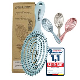 RI|DO SYSTEMS Organic Wheat Straw Hair Brush without Pulling for Women, Men & Children, Hair Brush, Detangling Brush, Anti-Brush, Paddle Hair Brush, Hair Brush, for Long, Thick or Curly Hair (Aqua)