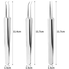 4 pcs Blackhead Remover Comedone Extractor, Acne Clip, Curved Blackhead Tweezers Kit, Professional Stainless Pimple Acne Blemish Removal Tools Kit (Acne 4-Piece Set)