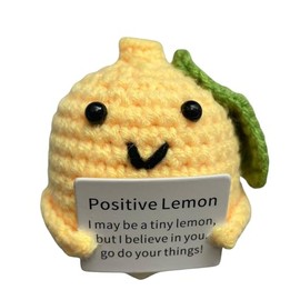 P. Pickle Mini Handmade Funny Crochet Toys, Hand-Knit Dolls - Crochet Positive Lemon Toy with Positive Affirmation Card, Various