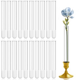 Ninehaoou 20 Pack 7.9" Glass Cylinder Bud Vase Taper Candle Holder's Bud Flower Vase Specially for Candlestick Adjustable Designed for Taper Candle Holder for Tablescapes, Wedding Decor
