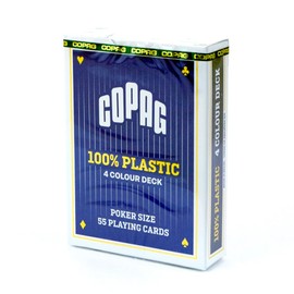 Copag 4 Colour 100% Plastic Playing Cards Poker Size Jumbo Index (Blue Back)
