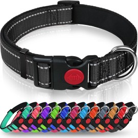 Taglory Dog Collar, Soft, Padded Neoprene Collar for Extra-Large Dogs, Adjustable and Reflective, for Training, Black