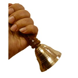Solid Brass Hand Call Bell, Super Loud, Wood Handle (5.2 Inches)
