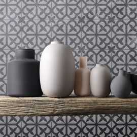 NAKLEO Tile Stencil for Painting, 25 x 25 cm, Avola Spanish Moorish Flower, Moroccan, Plastic Reusable Floor Stencil, DIY, Wooden Furniture Wall Decoration, Terracotta