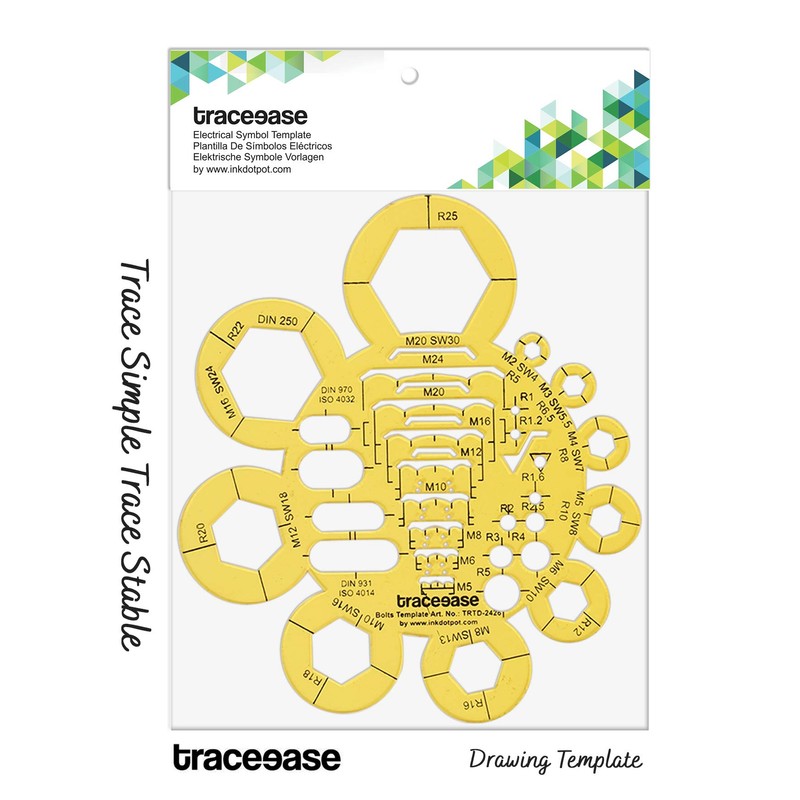 Traceease Electrical Drafting Bolts Template Drawing Stencil,Designing Template Measuring Ruler