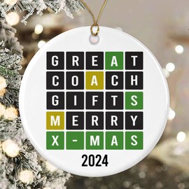 MoltDesigns Wordle Coach Christmas Ornament - Funny Word Lover Gift - Merry Xmas Decoration - Coach Wordle Printed Both Sides
