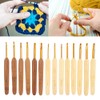 14pcs Gold Head Crochet Hooks Set, Bamboo Ergonomic Handle Crochet