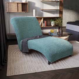 PAULATO BY GA.I.CO. Armless Chaise Lounge Cover - Chaise Chair Slipcover Without Armrests - Lounge Sofa Cover - Soft Polyester Slipcovers - 1-Piece Form Fit Chase Covers - Microfibra - Teal