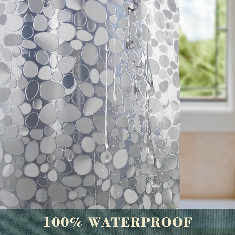 ABLUEN No Hook Shower Curtain or Liner - 8G Heavy