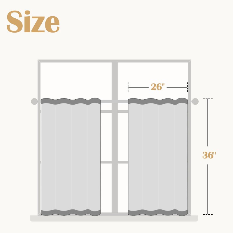 jinchan Linen Pinch Pleated Kitchen Curtains 36 Inch 2 Panels,