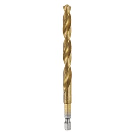 HARFINGTON 1/4" Hex Shank Twist Drill Bits 8mm Titanium Coated High Speed Steel Quick Change Hex Drilling Bit Jobber Drill Bits for Wood Plastic Metal, Gold