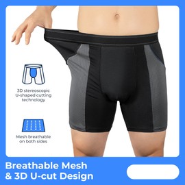 Incontinence Underwear for Men Washable Mens Incontinence Underwear for Bladder Leak Protection 80ML Reusable Leak Proof Underwear for Men Urinary Incontinence Boxer Shorts (4 Black, 2XL)