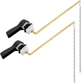 Hibbent 2 Pack Universal Front Mount Toilet Handle Tank Flush Lever Replacement Handle with 2 Pieces Stainless Steel Flapper Chains for Most Front Mount Toilets- Oil-Rubbed Bronze Finish Toilet Handle