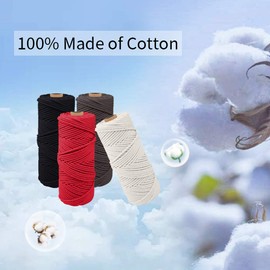 JeogYong Pack of 4 Macrame Yarn 2 mm x 100 m Natural Cotton Yarn Macrame Cord Knitted Cotton Cord Cotton Cord for DIY Crafts Knitting Wall Hanging Hanging Basket Plant (4 Colours E)