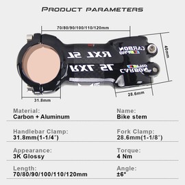 RXL SL PRO Aluminum Package Carbon Bicycle Stem Road/MTB Bike Stem Bike Parts 31.8*60/70/80/90/100/110 3K (80mm) SZ50