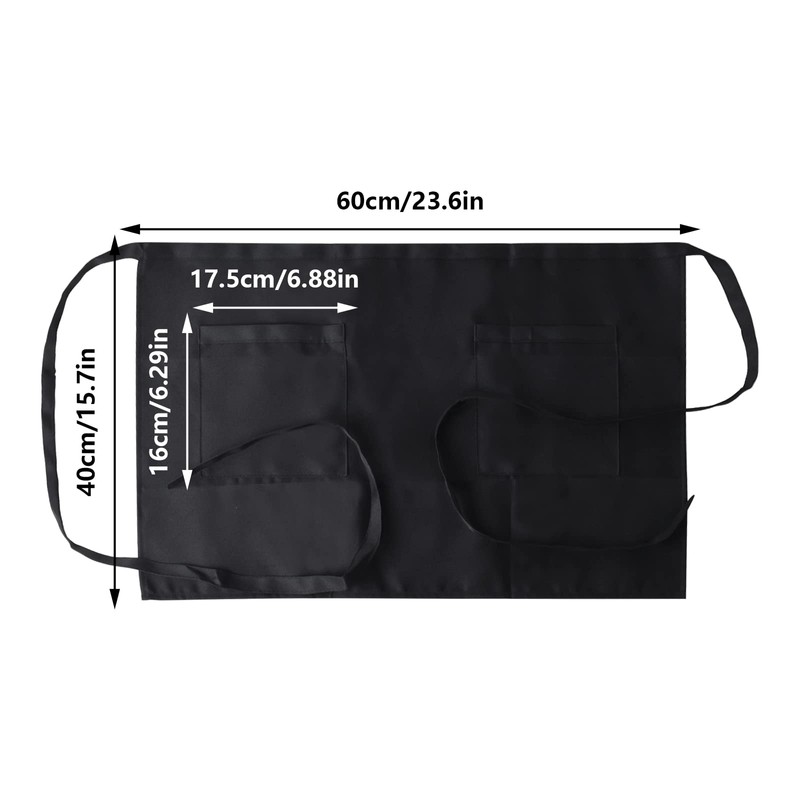 NiceLand Black Waist Apron 2 Pieces Pre-Tie Apron with 2