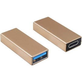 Duttek USB A Female USB C Female Adapter, USB C Female to USB Female Adapter, USB C Female to USB 3.0 Female Adapte Connector Compatible with laptops, Phone 2 Pack (Champagne)