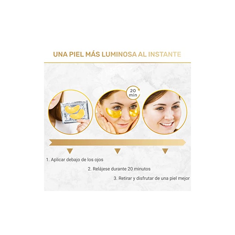 Parches para Ojos Ojeras 24k Oro- 20 Pares Mascarillas de