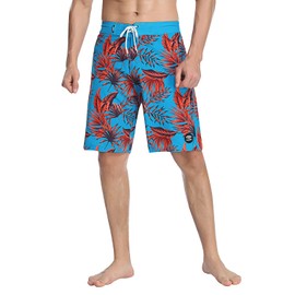 AXESEA Mens Swim Trunks Quick Dry Surf Long Elastic with Pockets Swimwear Bathing Suits No Mesh Lining