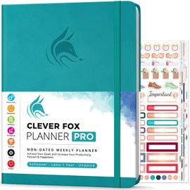 Clever Fox Planner PRO – Weekly & Monthly Life Planner to Increase Productivity, Time Management and Hit Your Goals, 8.5x11″ (Turquoise)