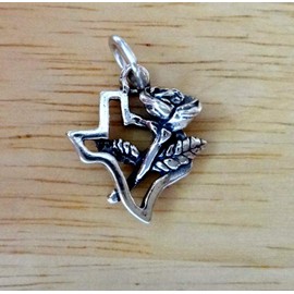 Wholesale Charms Sterling Silver 3D 16x17mm State of Texas Yellow Rose Symbol Charm