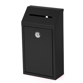 Metal Locking Mailbox Wall Mounted RustMail Case Lockable Mail Letterbox Suggestion Box for Home Office Outdoor Door, 10.24 x 5.71 x 2.75 Inch (Black)