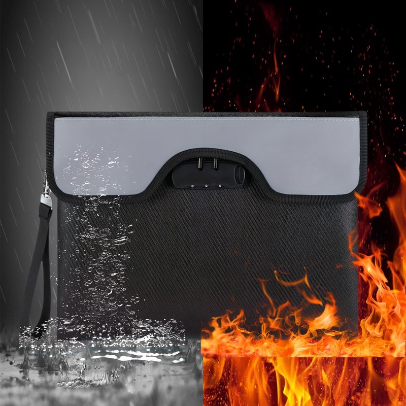 Fireproof Bag Document Bag with Lock, 35.5 x 25.4 cm