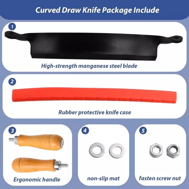 No Brand 10 in Draw Knife,Felled Draw Shave Knife, Curved