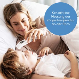 Beurer FT 85 contactless digital infrared thermometer, fever thermometer for hygienic and safe measurement of body temperature on the forehead.