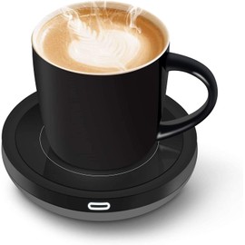 Cup Warmer with Cup, swark Upgraded Cup Warmer, Electric Coffee Warmer, Automatic Gravity Switch Heating Plate for Tea, Coffee, Milk for Office, Home Use, Gift (Black with Cup)