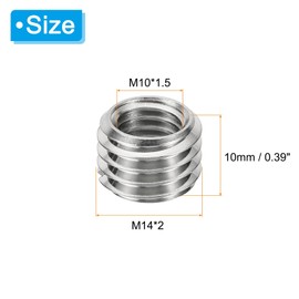 PATIKIL Thread Adapters Sleeve Reducing Nut, 6 Pcs M14*2 Male to M10*1.5 Female Repairing Insert Nut Screw Reducer Conversion Stainless Steel Fastener 10mm