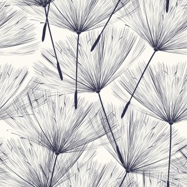 Livelynine Dandelion Wallpaper Peel and Stick Beige Blue Boho Farmhouse Wall Paper for Bathroom Bedroom Kids Nursery Prepasted Mural Wallpaper Self Adhesive Floral Contact Paper Waterproof 17.5x78.8