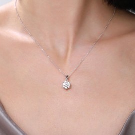 biuanni Moissanite Solitaire Tennis Pendant Necklaces for Women Sterling Silver with 18K White Gold Plated D Color VVS1 Clarity Mossanite Jewelry for Women