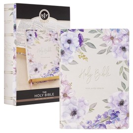 KJV Holy Bible, Giant Print Full-size Red Letter Edition, Thumb Index Tabs & Ribbon Marker, King James Version, Vegan Leather, Lavender Floral, 14 pt. Type (KJV Full Size GP Editions)