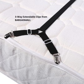 BARGAIN4ALL Bed Sheet Holder Straps 4 Pcs – 3-way Adjustable Sheet Criss-cross Fasteners/Grippers – Bed Sheet Corner Holder Straps – Bedsheet Tie Downs – Black