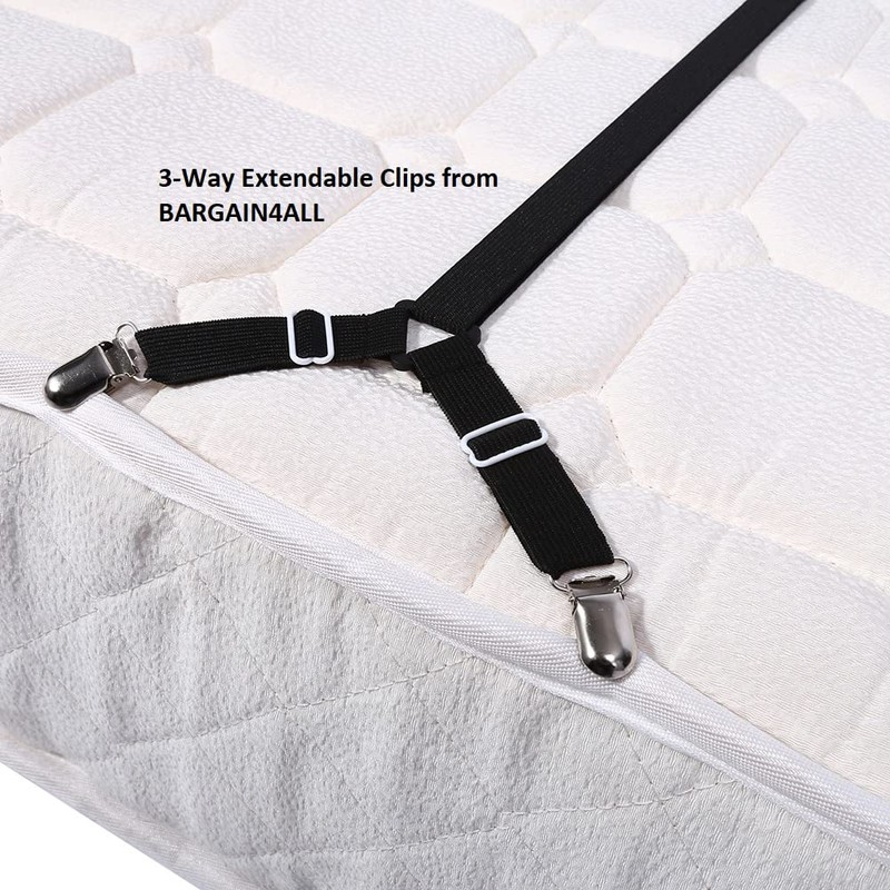 BARGAIN4ALL Bed Sheet Holder Straps 4 Pcs – 3-way Adjustable