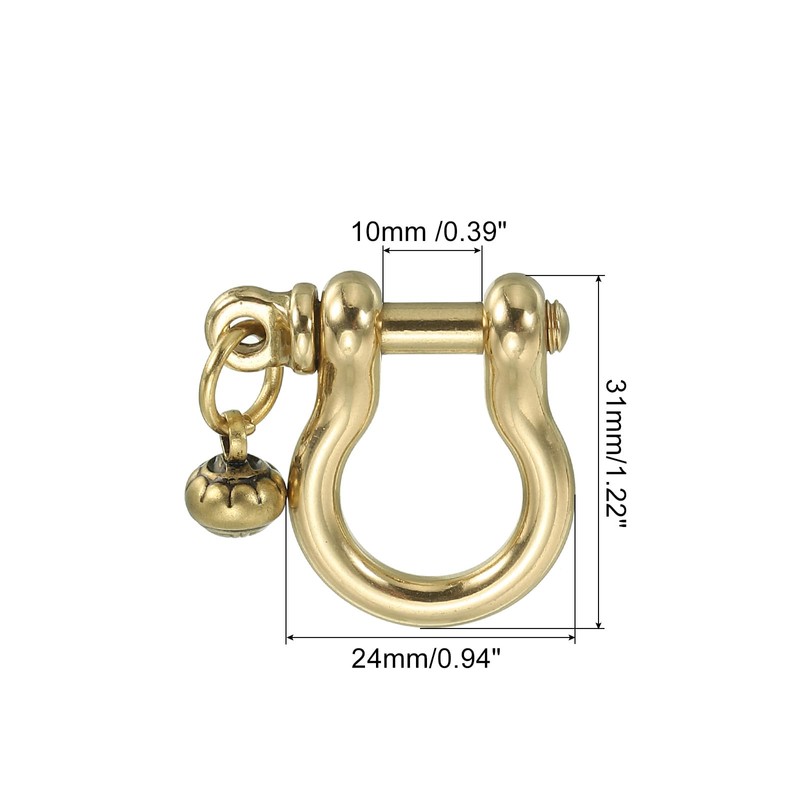 PATIKIL D-Ring Shackles, 2Pcs 13/32 Inch Inside Width Solid Brass