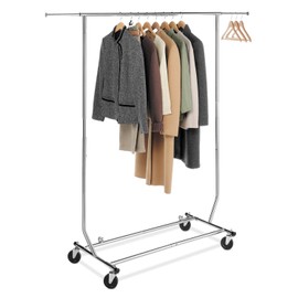 Whitmor Adjustable Rolling Garment Rack Collapsible Chrome