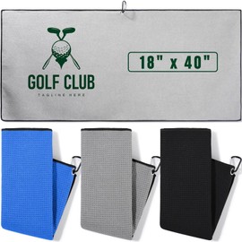 Batiyeer 3 Pack Caddy Golf Towels 18'' x 40'' Large Caddy Towel for Bags, Microfiber Waffle Pattern with Carabiner Clip Ultra-Absorbent Golfing Gear for Man Golf Lovers Gifts(Black,Blue,Grey)