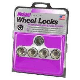 McGard 24014 Wheel Lock Set 9/16-18 NUT UHC(Under Cap) Cone SEAT, Silver, 4 Locks / 1 Key