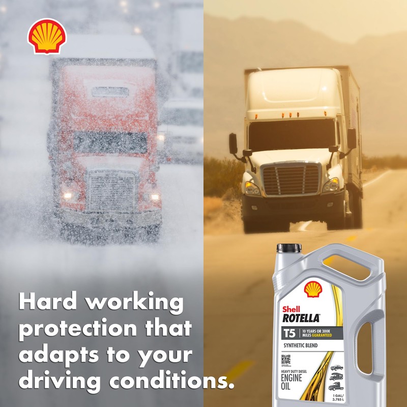 Shell Rotella T5 Synthetic Blend 15W-40 Motor Oil, 1 Gallon