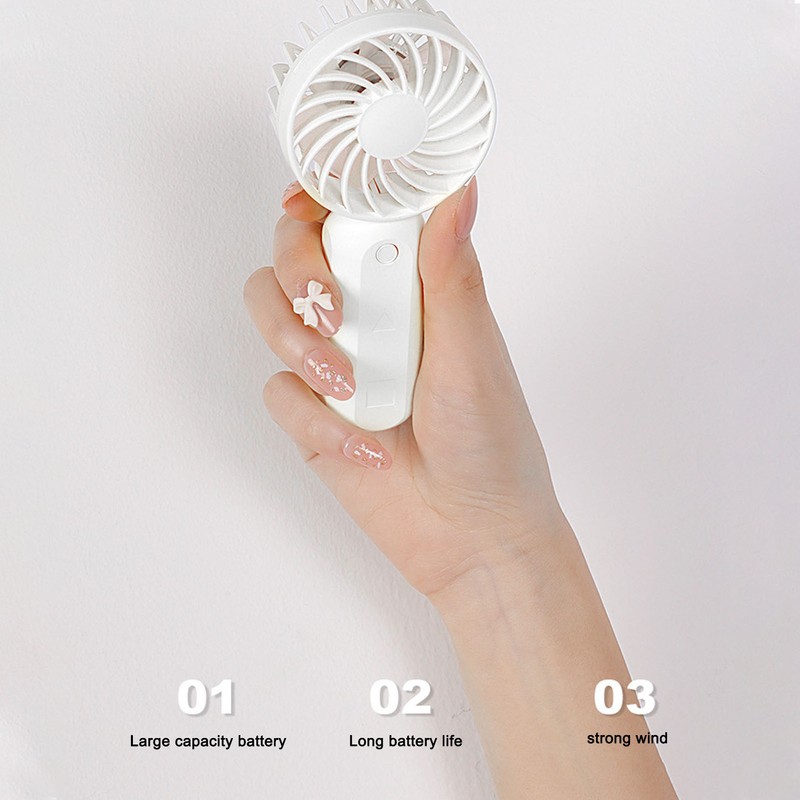 Handheld Fan 5V 3 Levels Wind Adjustment USB Charging Grille