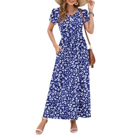 AUSELILY Women's Summer Maxi Dresses Petal Sleeves Casual Empire Waist Long Dress with Pockets 2025 New