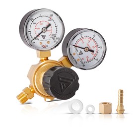 STAHLWERK Mini pressure regulator ST-215 according to DIN standard EN ISO 2503, pressure regulator up to 200 bar, made of high-quality brass for argon, CO2, mix 18, mixed gas, protective gas for TIG
