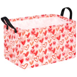 DUYIY Valentines Day Basket For Kids Empty Gift Baskets Heart Storage Basket Home Shelf Storage Basket Organizer Box Clothes Laundry Hamper Toys Nursery Basket Baby Laundry Basket with Handles