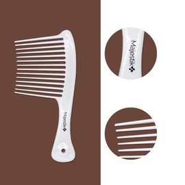 Afro Comb Infused With Coconut Oil - Wide Tooth Rake Hair Comb for Type 3A to 4C, Thick & Curly Hair in White