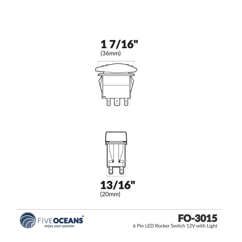 Five Oceans FO3015 Momentary On-Off-Momentary On Rocker Switch with LED,